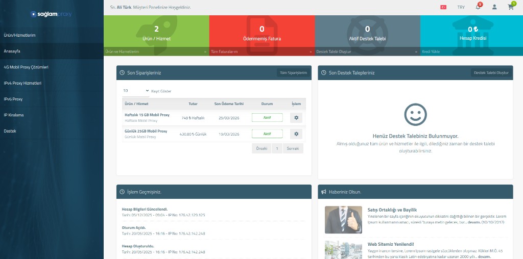 Sağlam Proxy Kontrol Paneli Önizlemesi